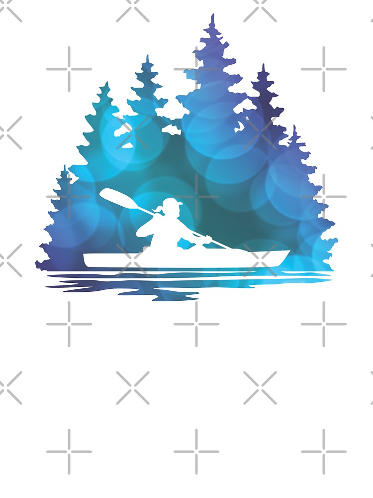 Girl Kayaker Silhouette - Blue Abstract Pattern by Sam Morrison