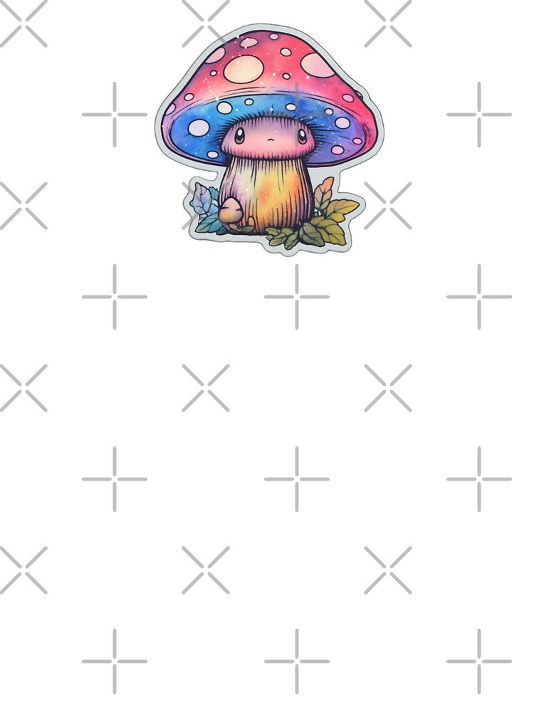 Sad Anime Mushroom | White Watercolour | Happy, Cute, Nature, Kawaii, Woods, Forest by FantasySoul