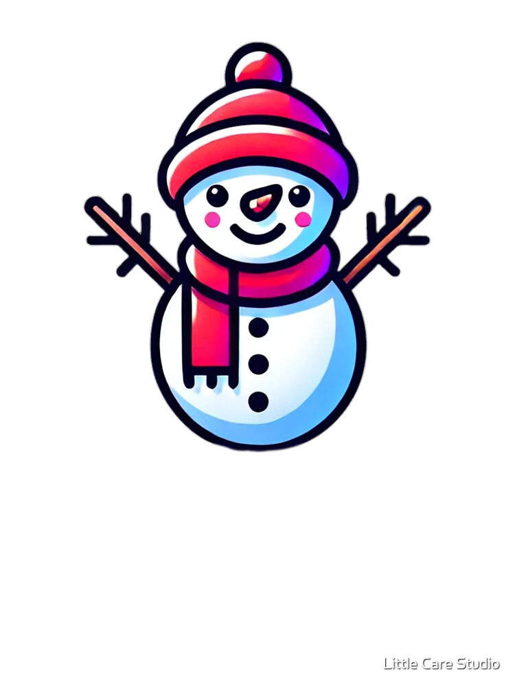 Cheerful Snowman in Striped Winter Hat by Little Care Studio