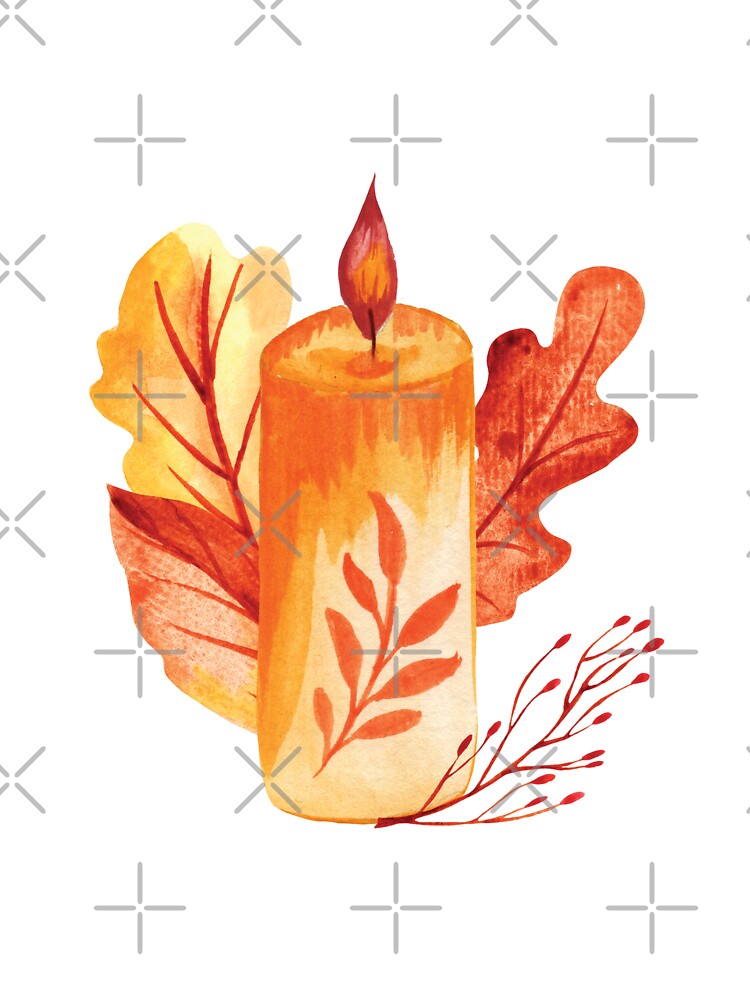 By the candle light / fall hygge lifestyle watercolor drawing by pinkyfish1010