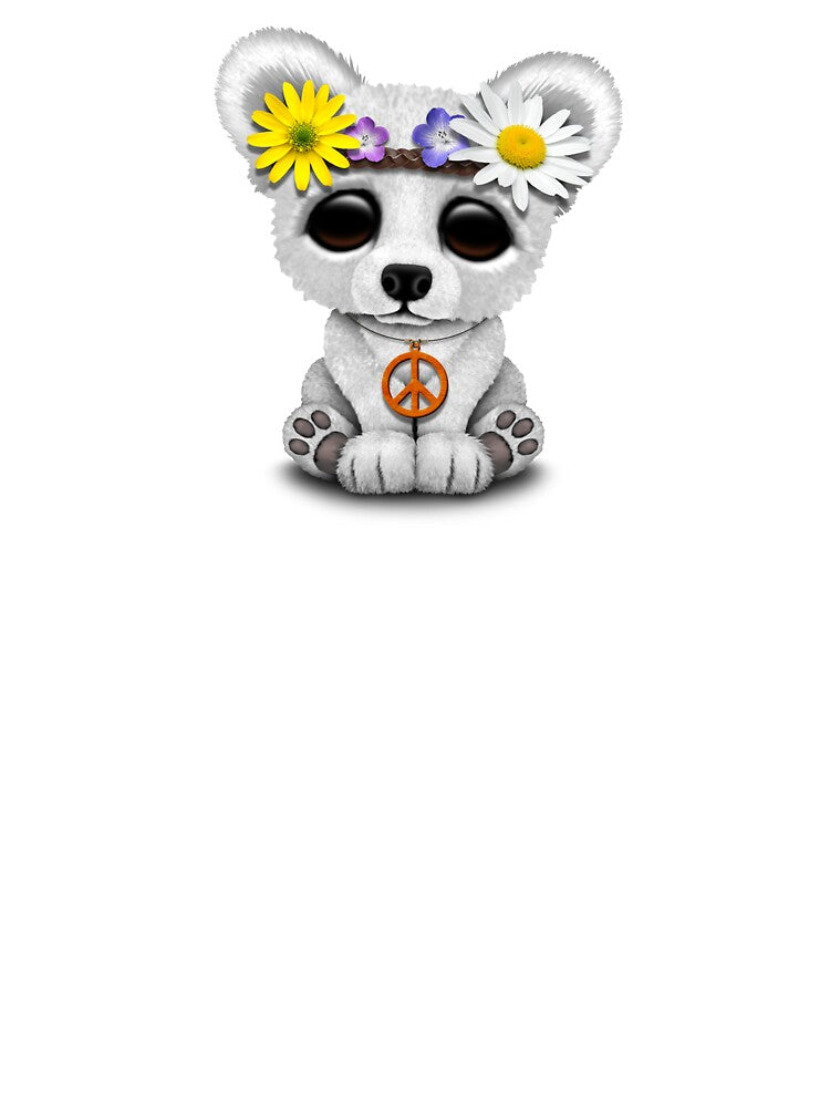Cute Baby Polar Bear Cub Hippie on Pink by JeffBartels
