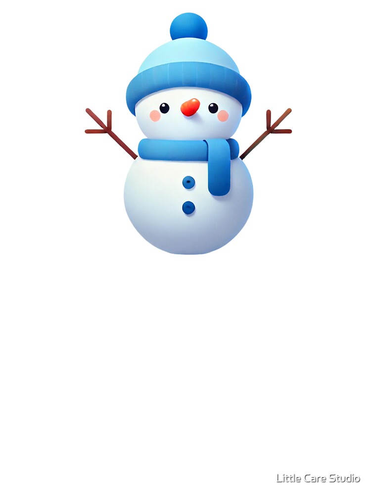 Adorable Snowman with Blue Hat and Scarf by Little Care Studio