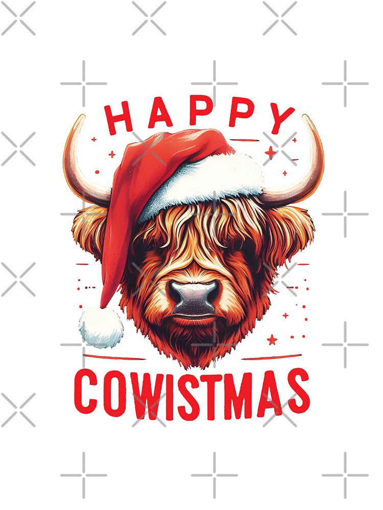 Highland Cow Happy Cowistmas Christmas Cow design by SideKickCreates