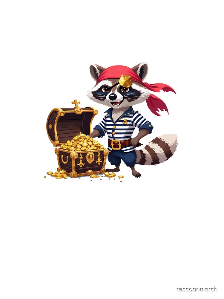 Pirate Raccoon with Treasure Chest | Fun Adventure Animal Art by raccoonmerch