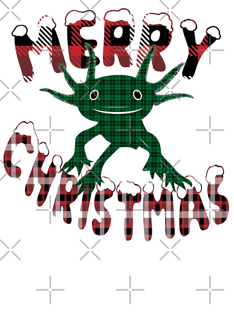 Merry Sweatshirt, Merry Shirt, Christmas Crewneck, Christmas Sweater, Axolotl, Cute, Buffalo Plaid, Plaid, Amphibian, Illustration, © DAM Creative, by DAM Creative ⭐⭐⭐⭐⭐
