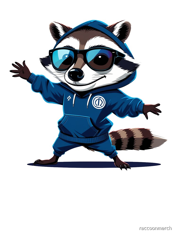 Cool Raccoon in Blue Hoodie | Fun Streetwear Animal Art by raccoonmerch