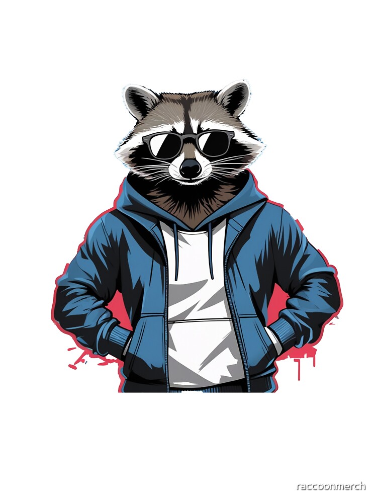 Cool Raccoon in Hoodie with Sunglasses | Streetwear Animal Art by raccoonmerch
