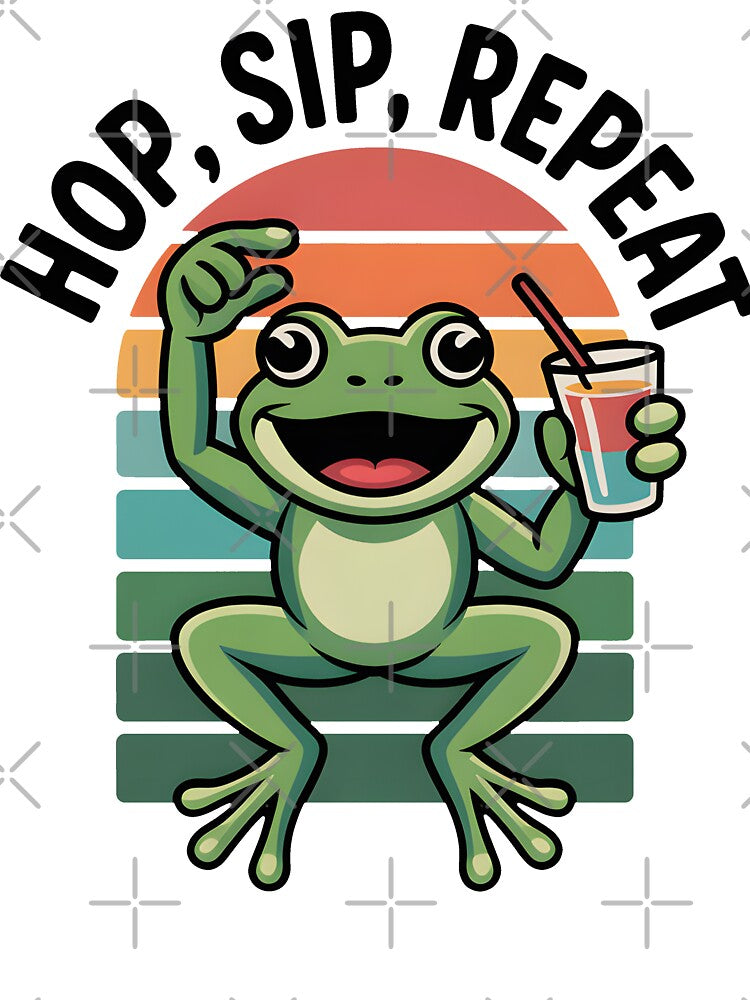 Hop, Sip, Repeat – Retro Frog Drink Design by Velvetwhim