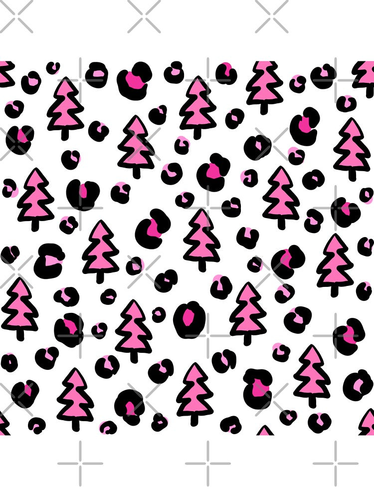 Pink Christmas Leopard Cheetah pattern decor fun doodle by adlydesigns