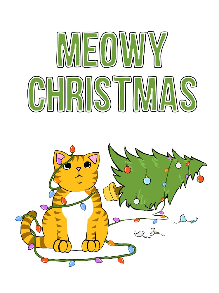 Christmas Cat Orange Cat xmas tree funny kitty Meowy Christmas tiger by xenotransplant