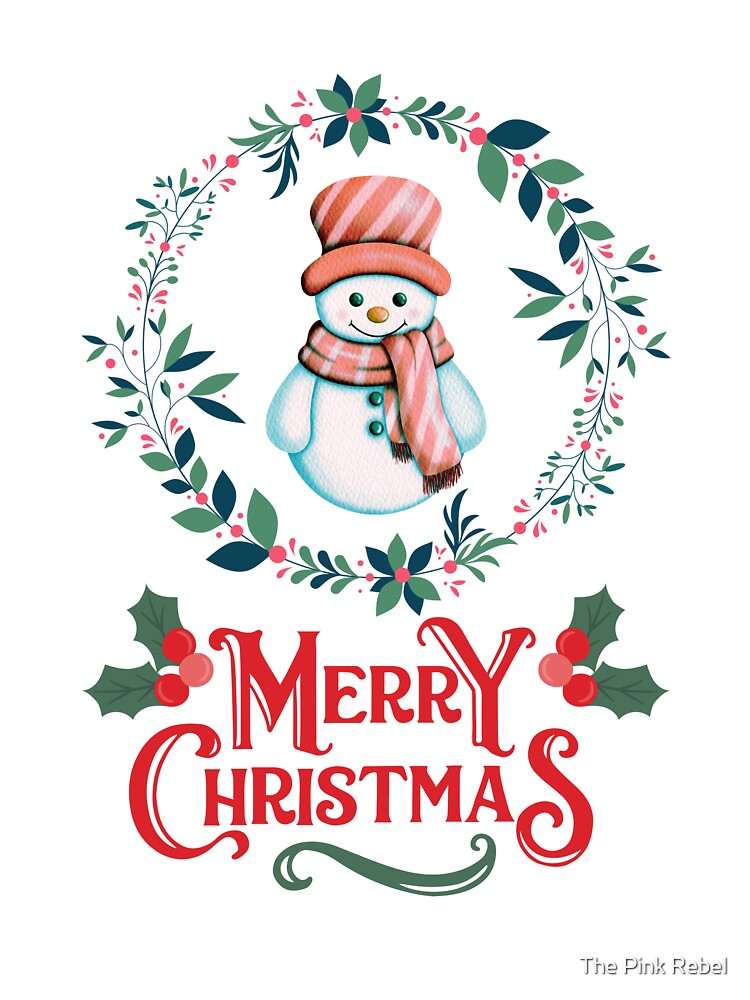 HAPPY SNOWMAN MERRY CHRISTMAS by The Pink Rebel
