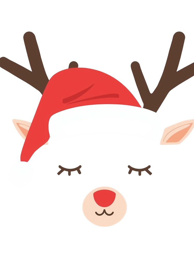 Minimalist Christmas Reindeer Illustration – Cute Holiday Santa Hat Design by PixelVibe782