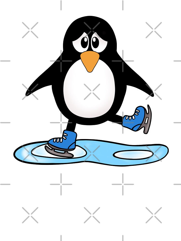 Cute Penguin Ice Skating by Sartoris Art