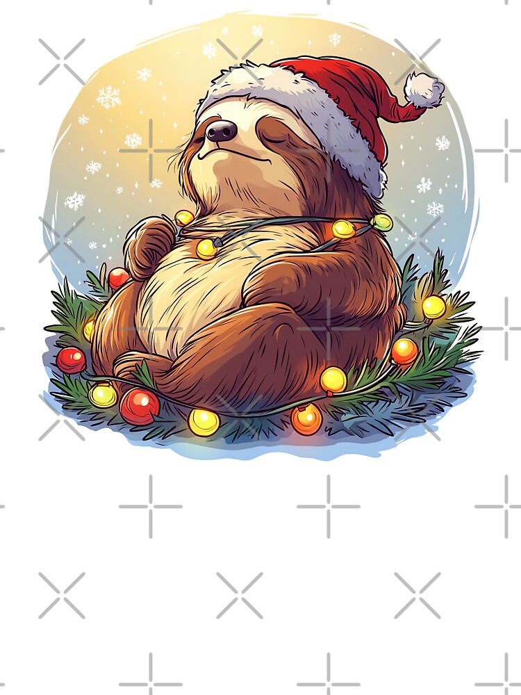 Cozy Christmas sloth with Santa hat illustration by olenapetol