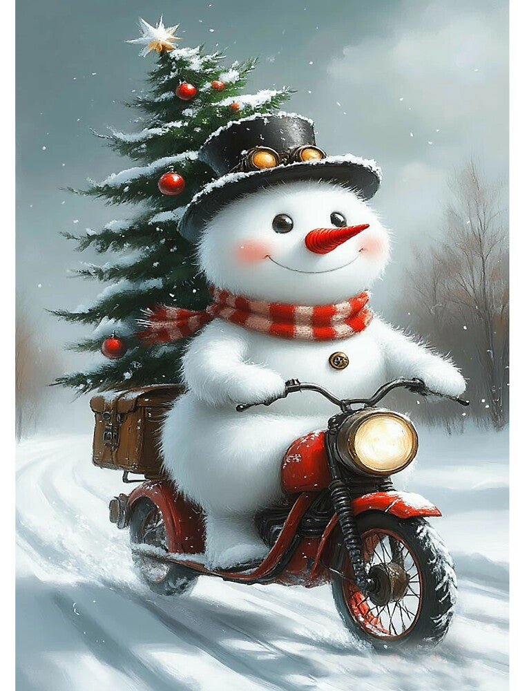Cute Snowman Riding a Scooter – Christmas Holiday Adventure by AmetistLight