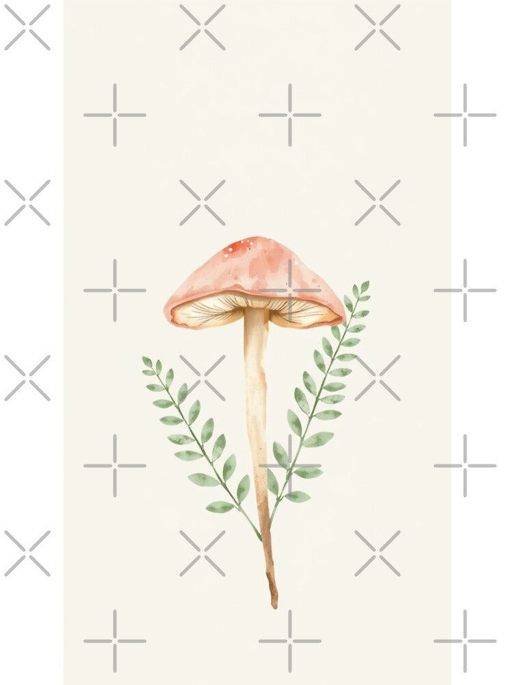 Earthy Watercolor Botanical Mushroom Art Print by Vida e Arte