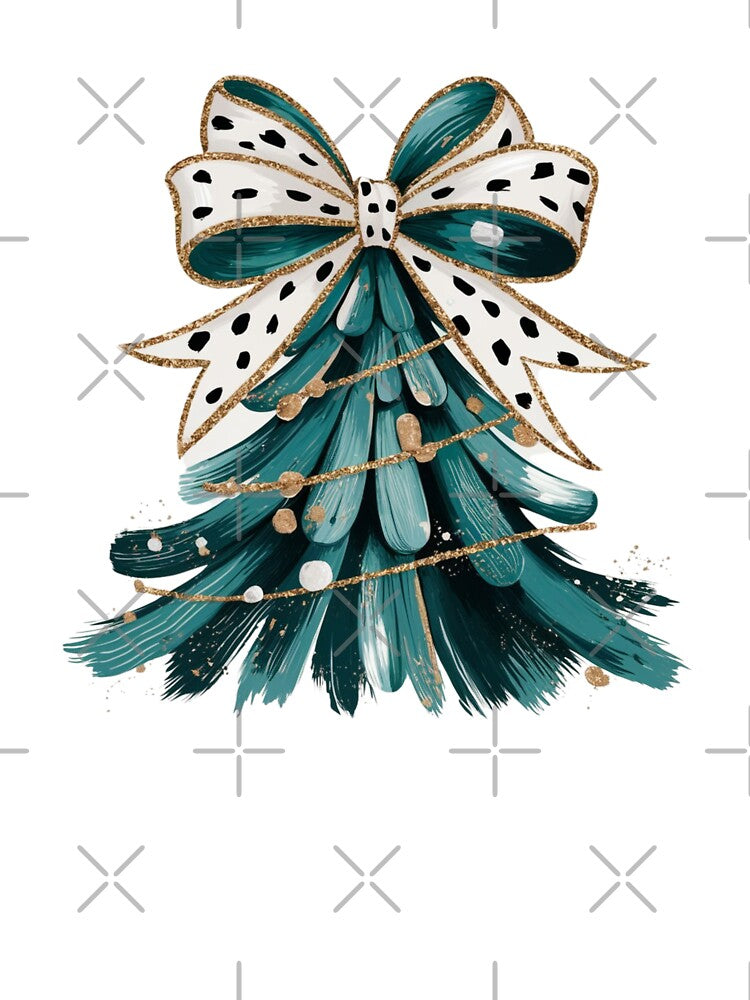 Brush stroke paint Christmas Tree preppy Dalmatian bow by RachelRebel