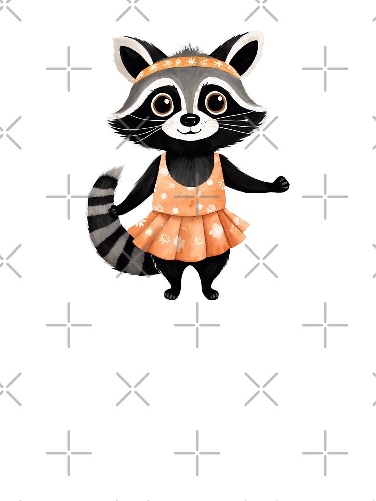 Watercolor Raccoon in Fancy Dress by Victoria Riabov