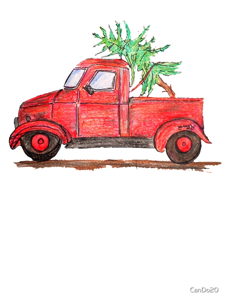 Christmas Red Truck with a Christmas Tree by CanDo20