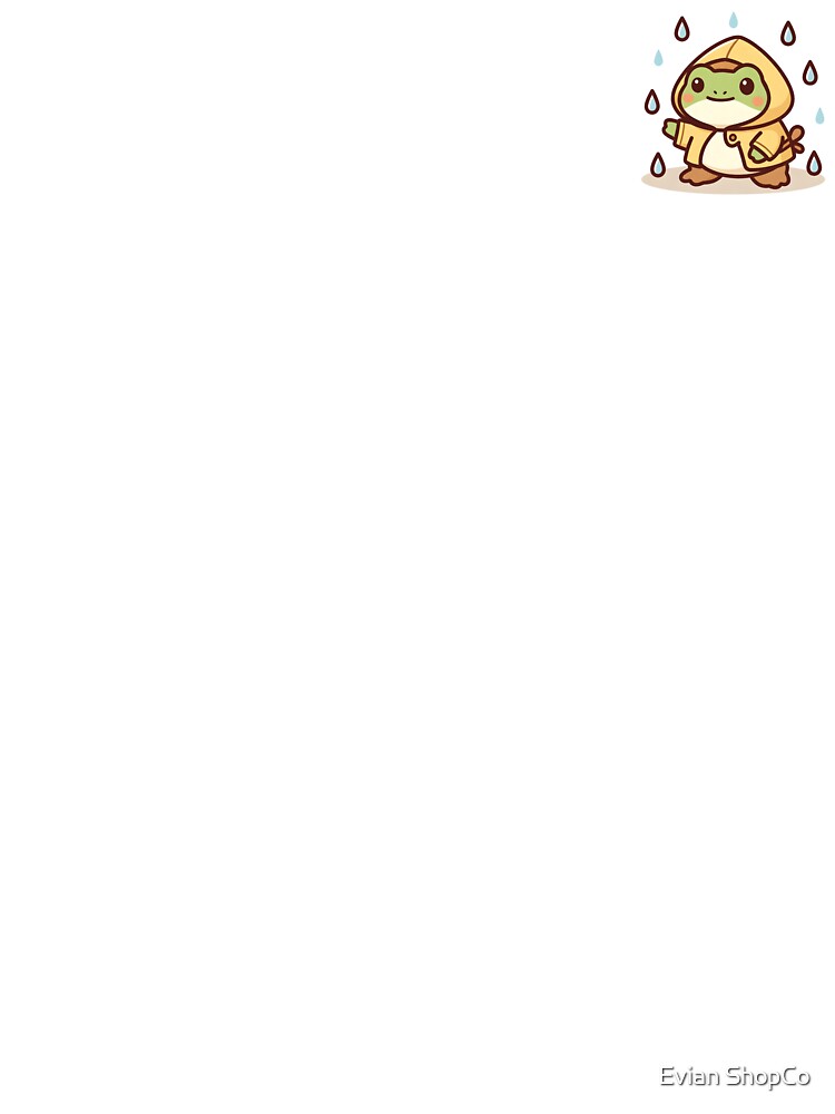 Kawaii Frog in a Raincoat – Cute Frog in Rain, Yellow Raincoat by Evian ShopCo