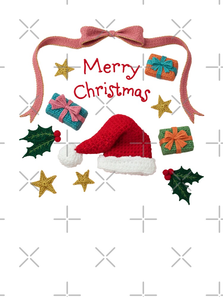 Coquette Crochet Santa Hat Merry Christmas PNG by createlovefab