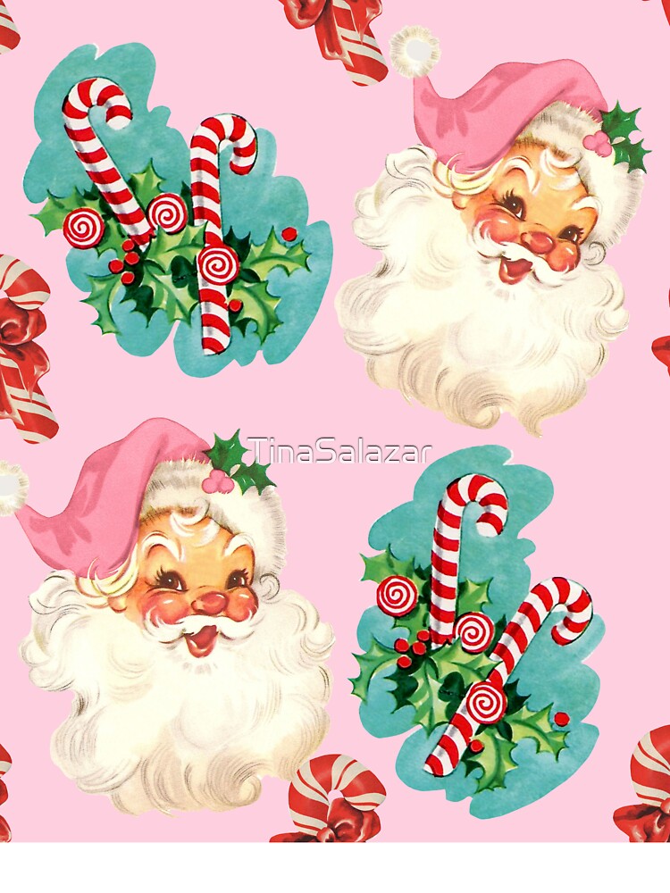 Santa & Candy Canes Vintage Pink Christmas by TinaSalazar