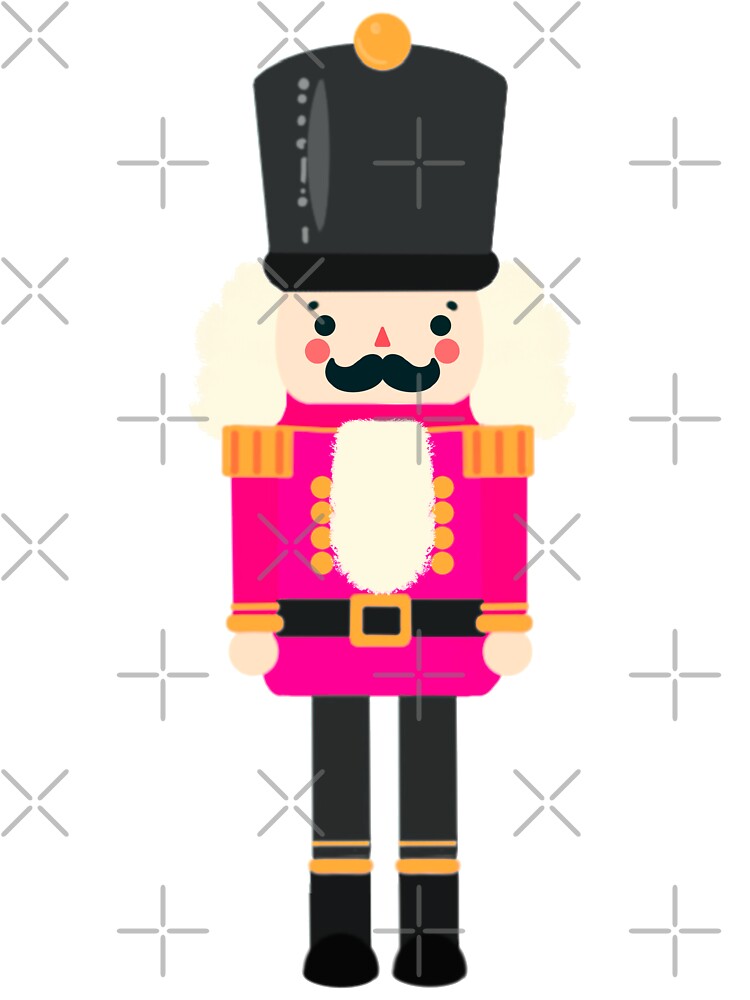 Hot Pink and Black Christmas Nutcracker Toy Soldier Graphic Art - White Background by Star-Fragment