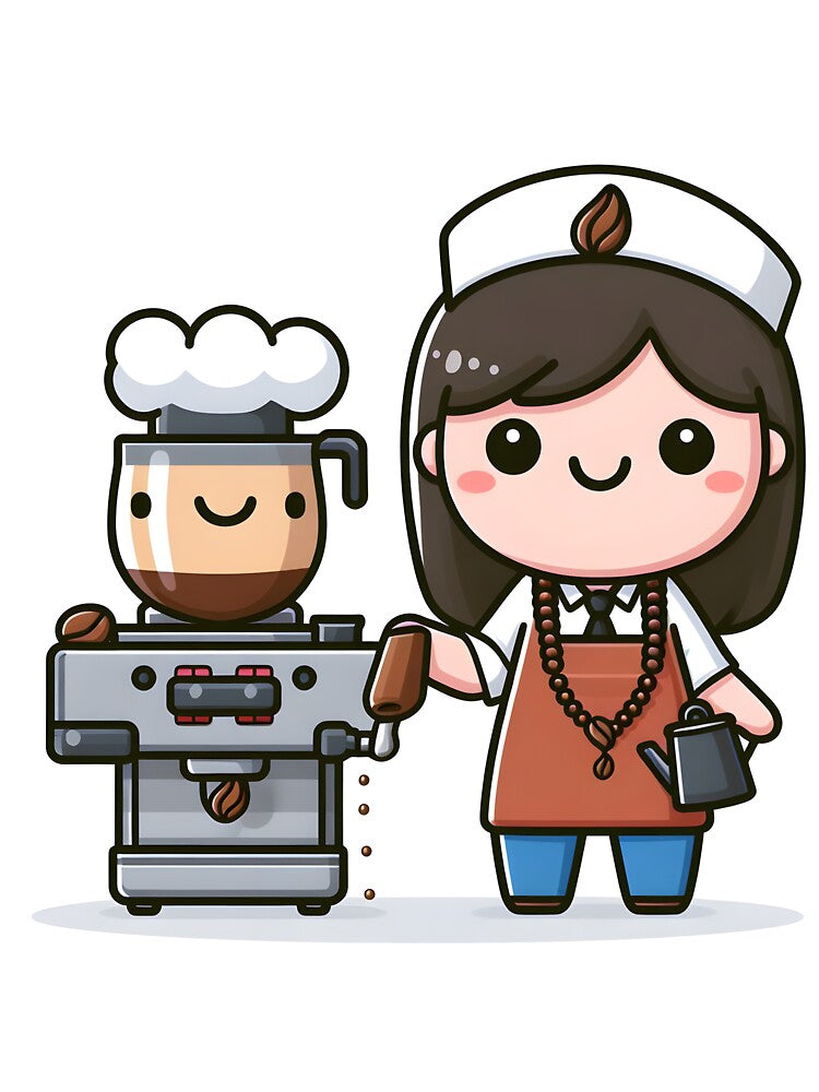 Kawaii Barista With A Coffee Bean Necklace by CanvasCutie