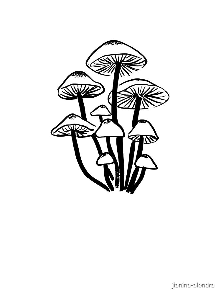 Vintage Mushroom Botanical Line Art by jianina-alondra