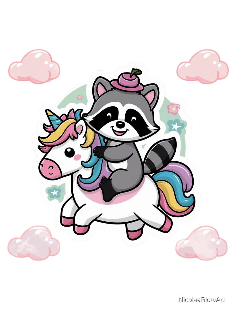 Happy Raccoon And Unicorn by NicolasGlowArt