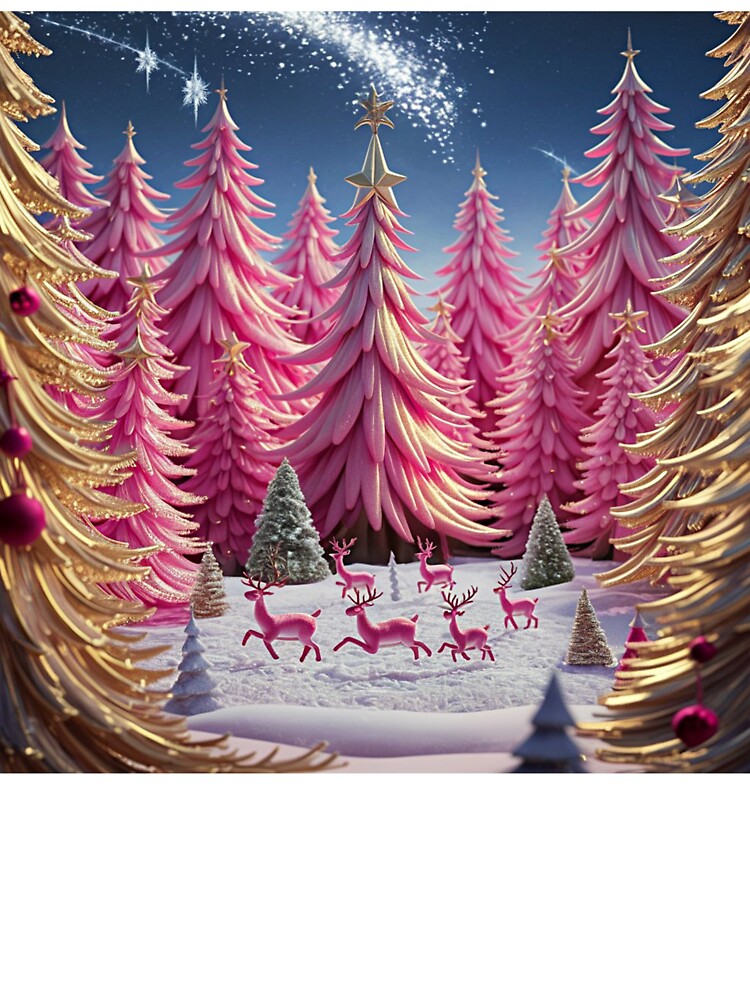 Pink Christmas Outdoor Reindeer Scene 2 by PinkGoddessLove