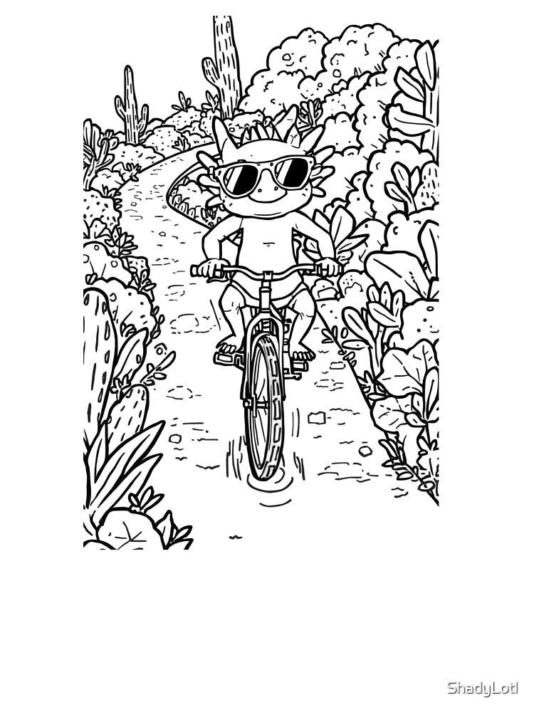 Axolotl cyclist wearing sunglasses by ShadyLotl