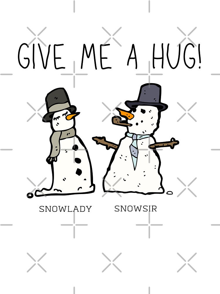 Give Me A Hug Cute Snowman Couple Christmas by DesignsVault
