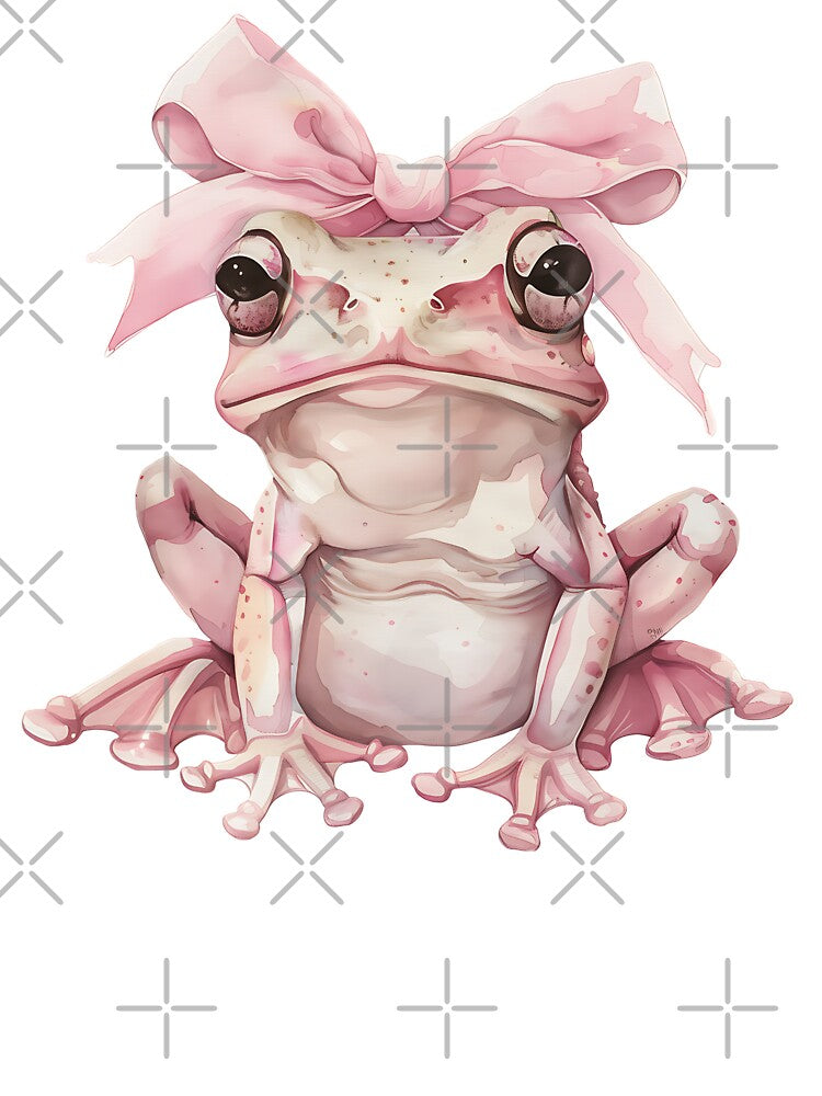 Cute Coquette Frog with Pink Bow – Soft Pastel Aesthetic for Frog Lovers by ChibiNekoSpace