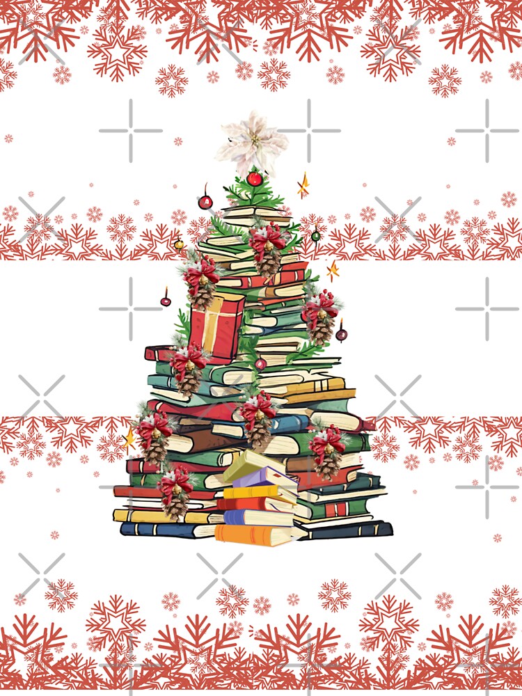 Christmas Book Tree With A Snowflake Pattern by TeesFashion