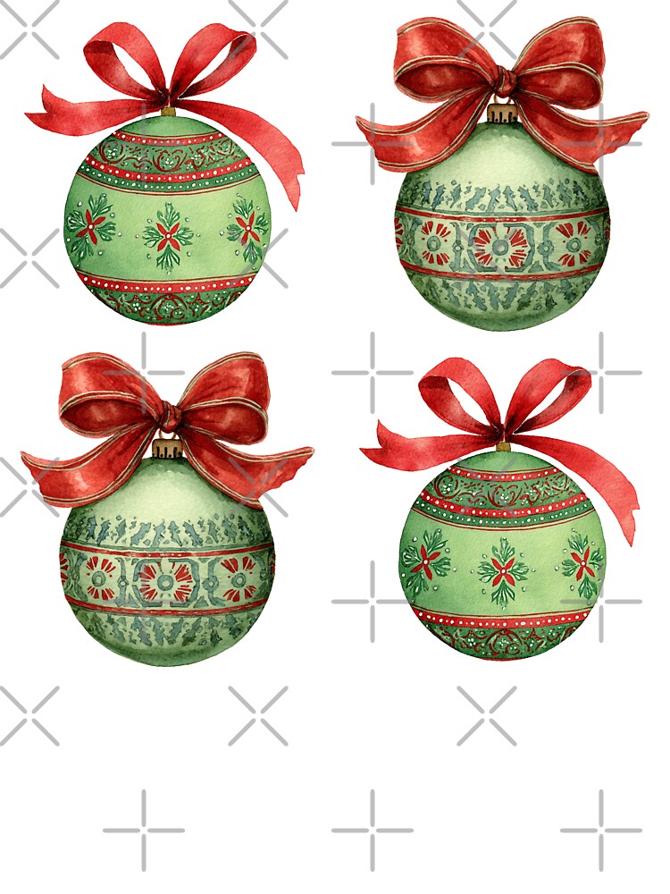 Red and green Christmas ornaments with bows by MendaciousMina