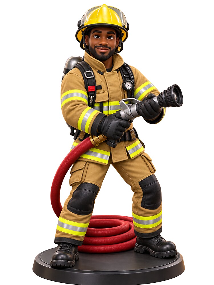 Professional Firefighter 3D Cartoon Character by libanmax