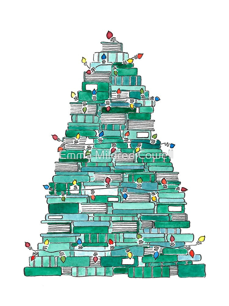 Christmas Book Tree and Twinkle Lights by Emma Mildred Cowell
