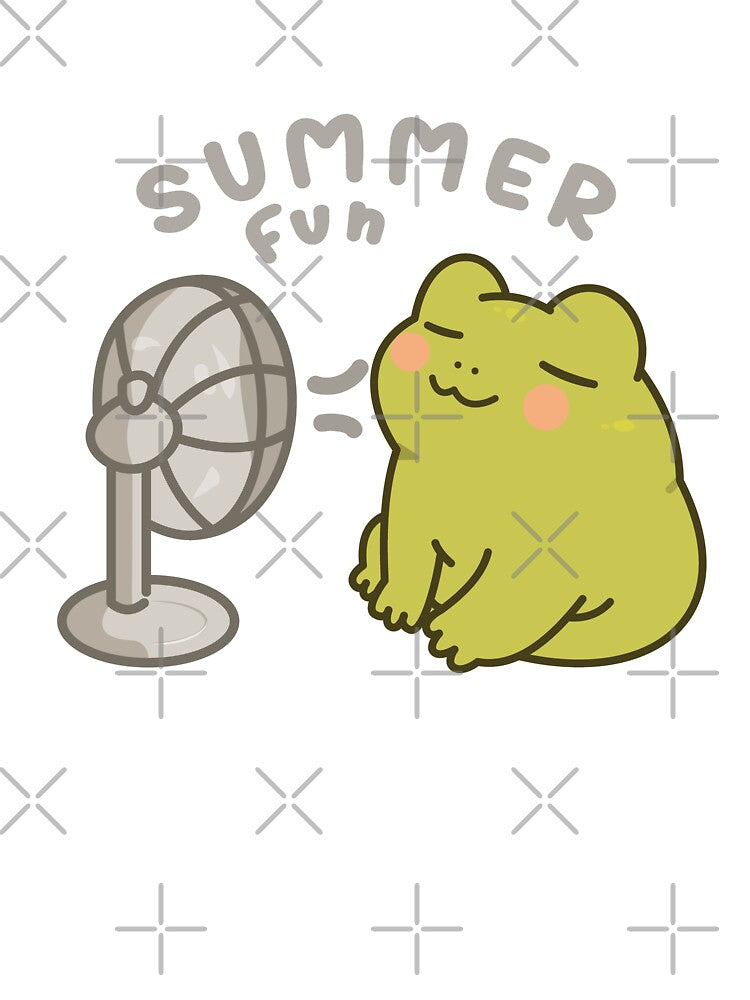 Kawaii Frog Summer Sticker | Cute Frog With Fan Cartoon Aesthetic by Lilypad Shop