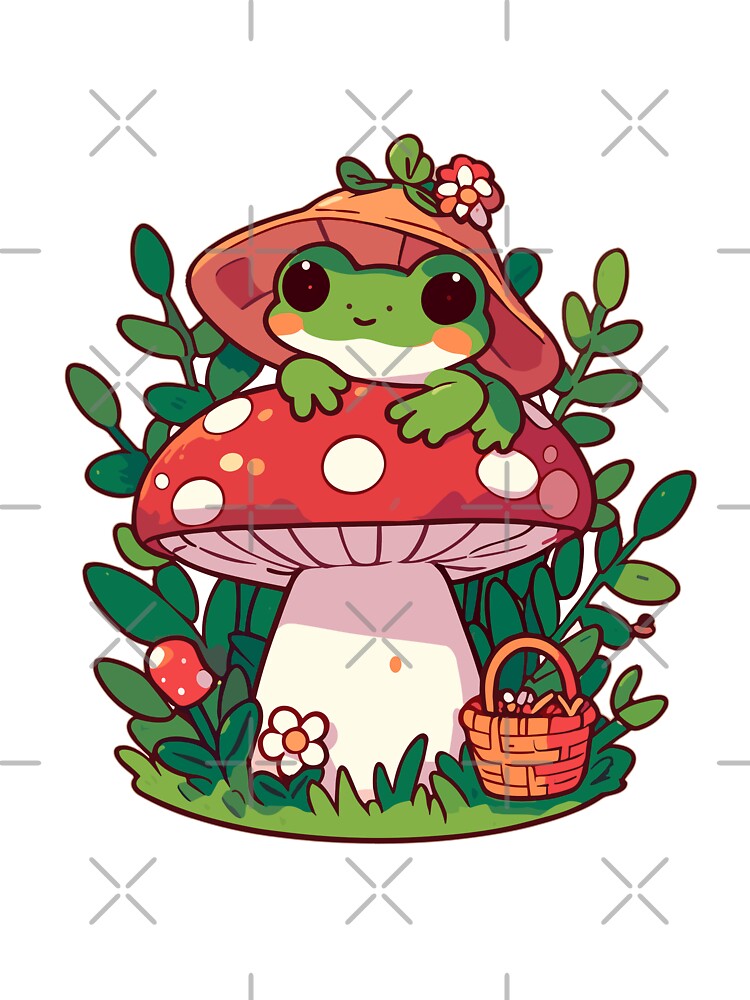 Frog on mushroom cute by GlobalDesigns-