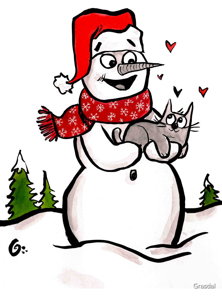 Snowman meets Cat by Grasdal