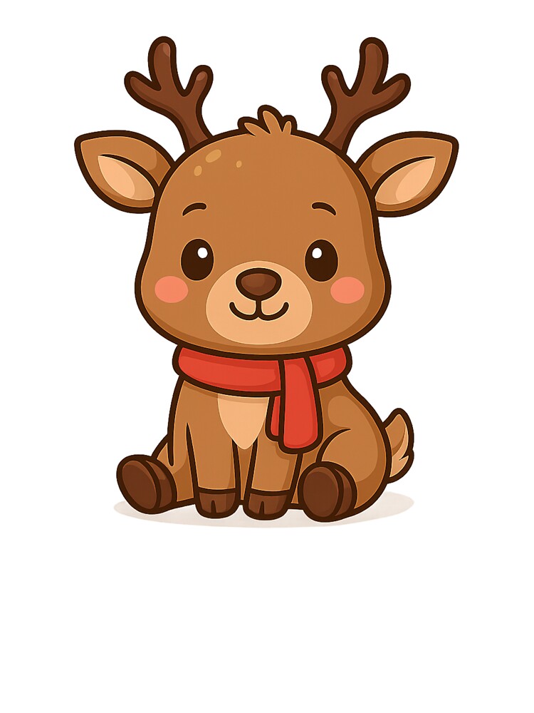 Cute Kawaii Reindeer – Adorable Christmas Illustration by LOSCOLIS
