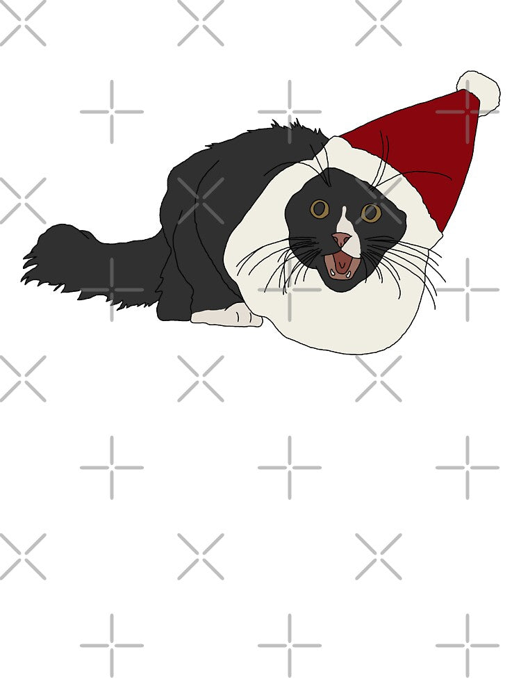 Santa Cat (Black and White) by nklange240