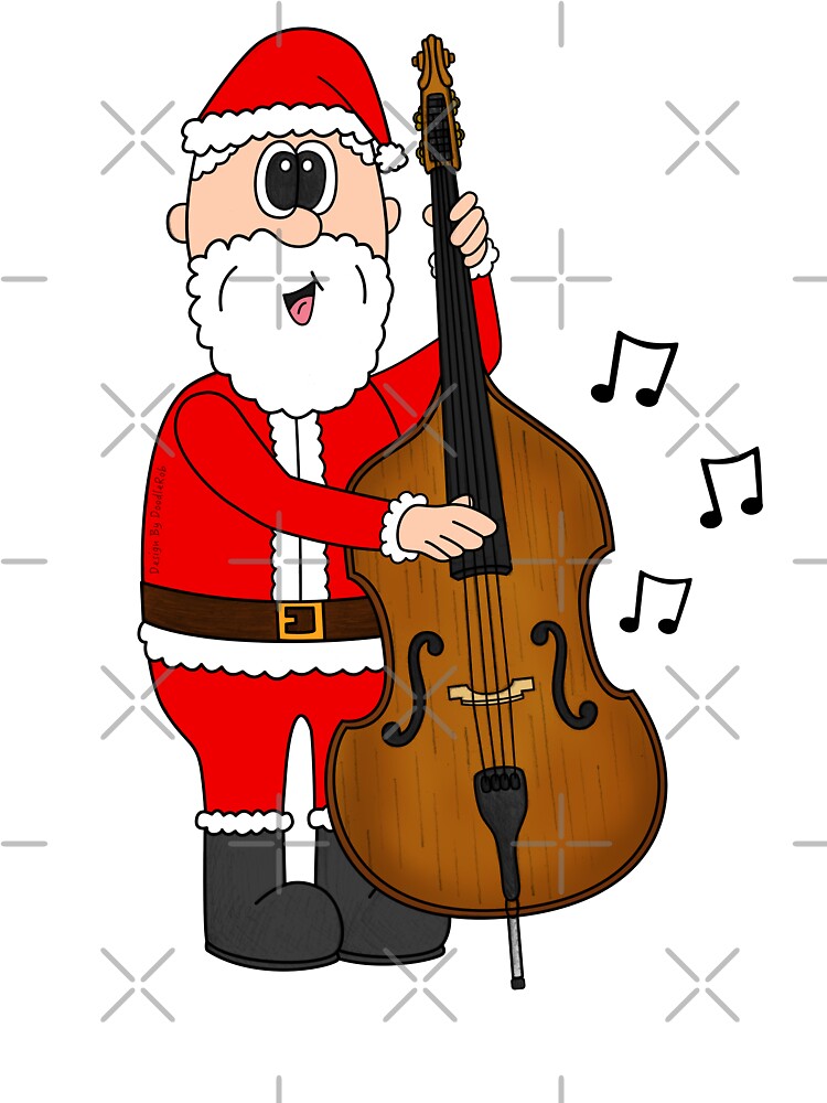 Santa Playing Double Bass, Christmas Bassist Musician Music Teacher by doodlerob