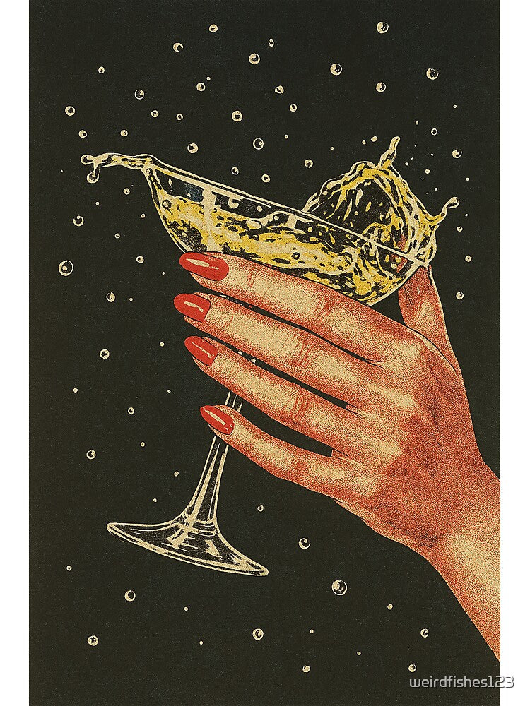 Retro Champagne Splash Glam Art Print by weirdfishes123