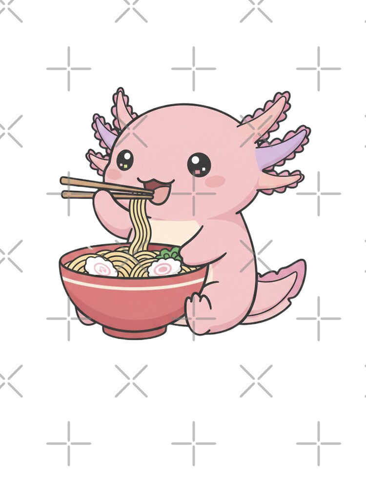 Ramen Axolotl cute kawaii pink funny adorable doodle birthday christmas by CheeseBlueprint