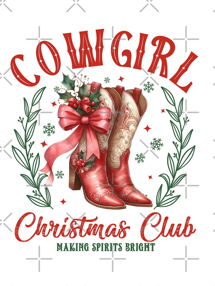Festive Watercolor Cowgirl Boots Merry Christmas by lojadpop