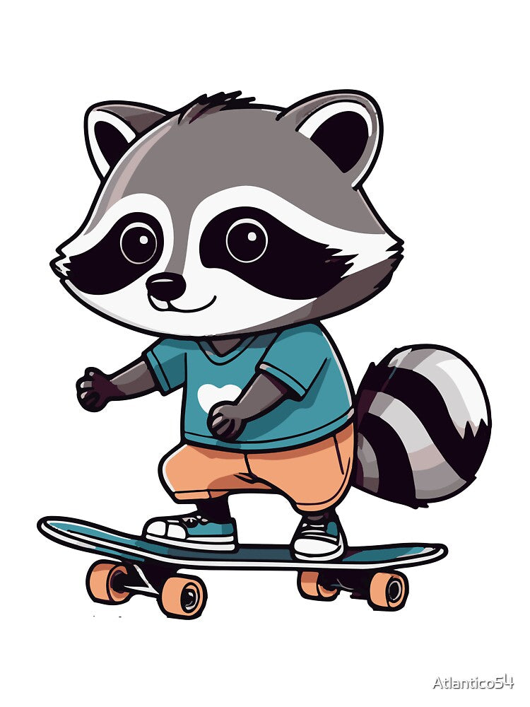 Raccoon On A Skateboard by Atlantico54