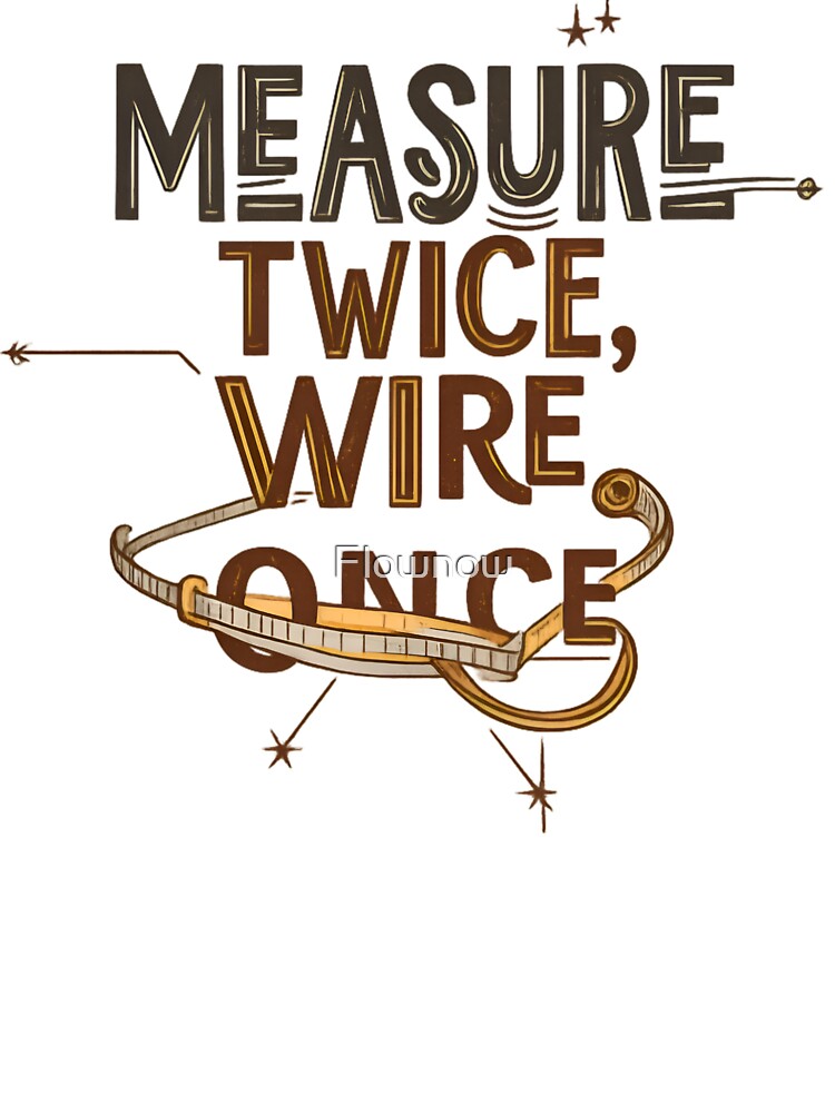Measure Twice Wire Once Electrician T-Shirt - Trade Proverb Design for Skilled Electricians by Flownow