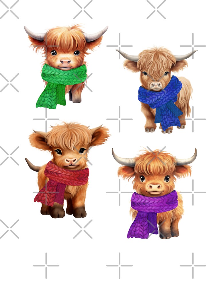 Baby Highland Cows Wearing Scarfs by TheAnimalZ00